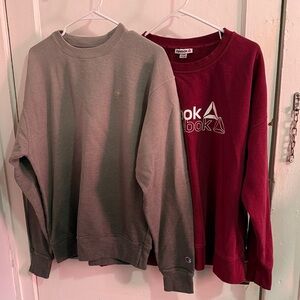 Reebok and Champion Gray and Red Sweatshirts